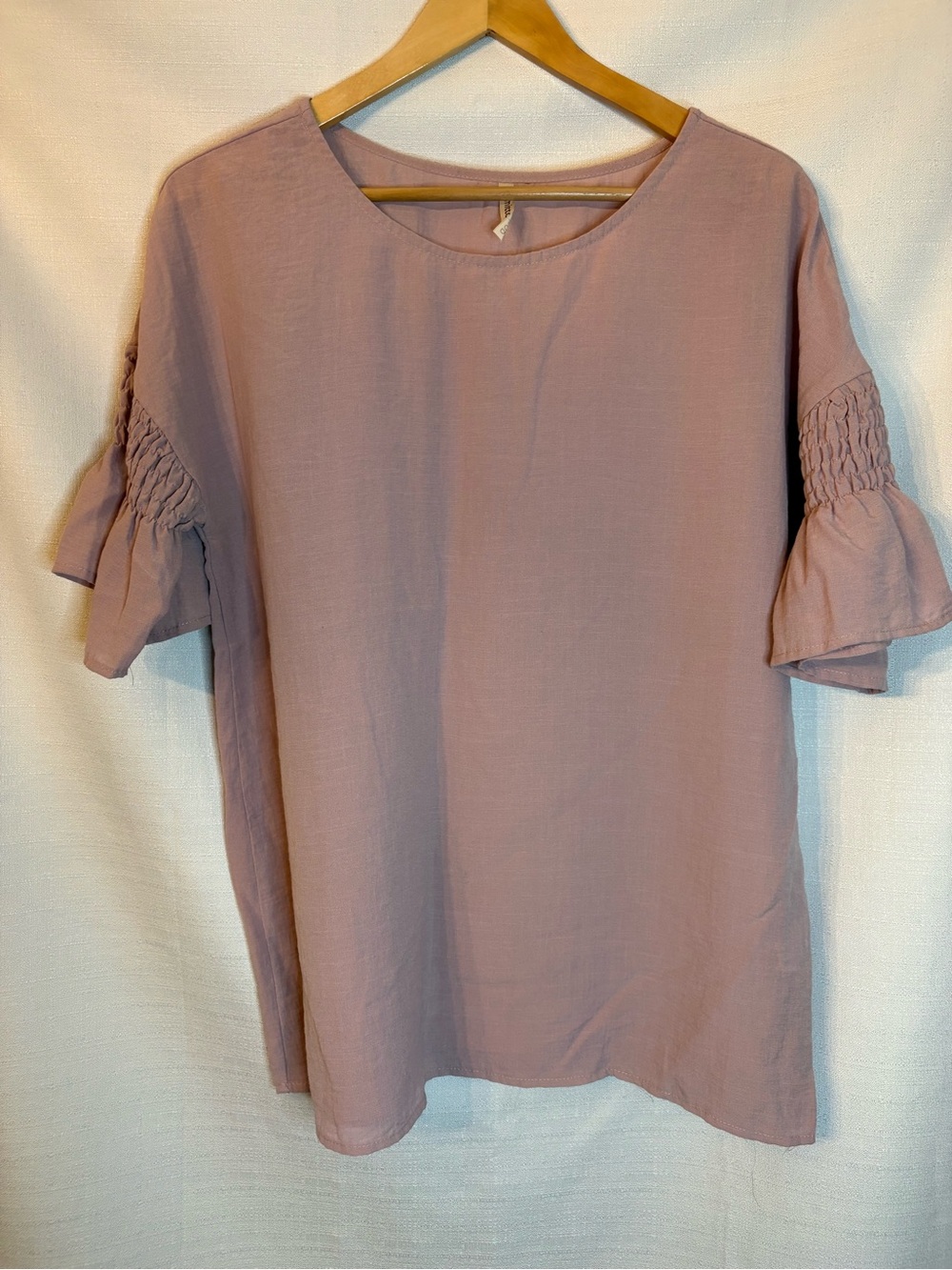 mittoshop Mauve Smocked Sleeve Short Sleeve Tunic